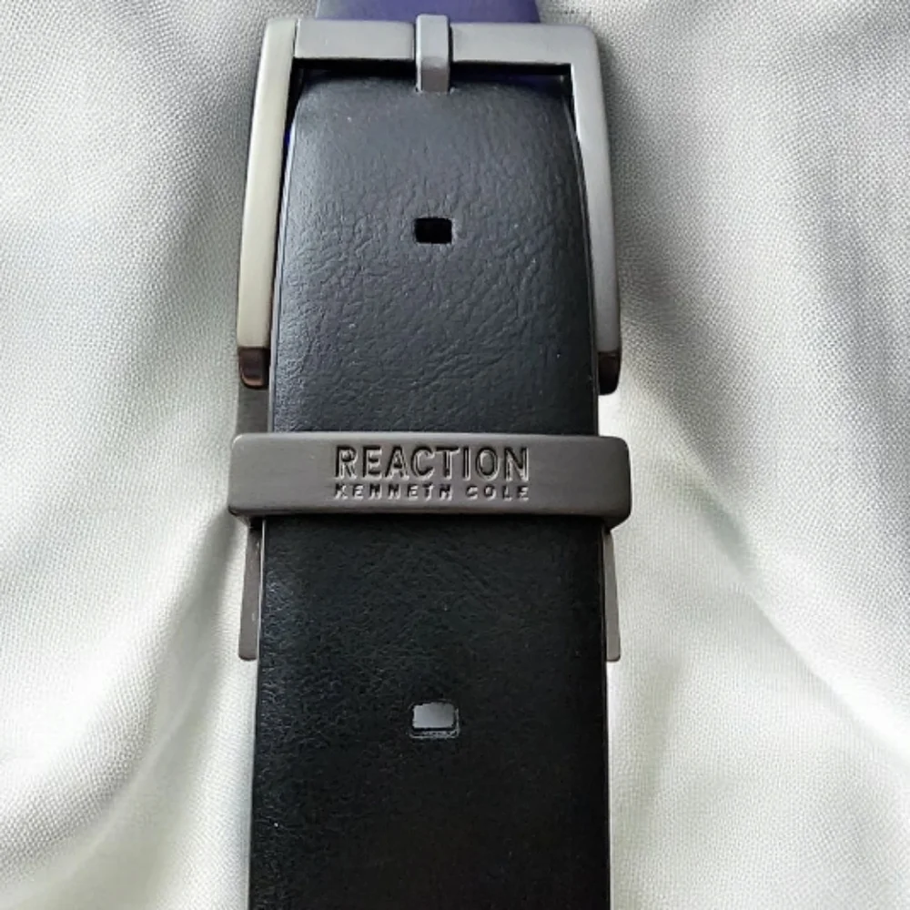 Men's Black and Brown Synthetic Leather Belt Size L (38-40)